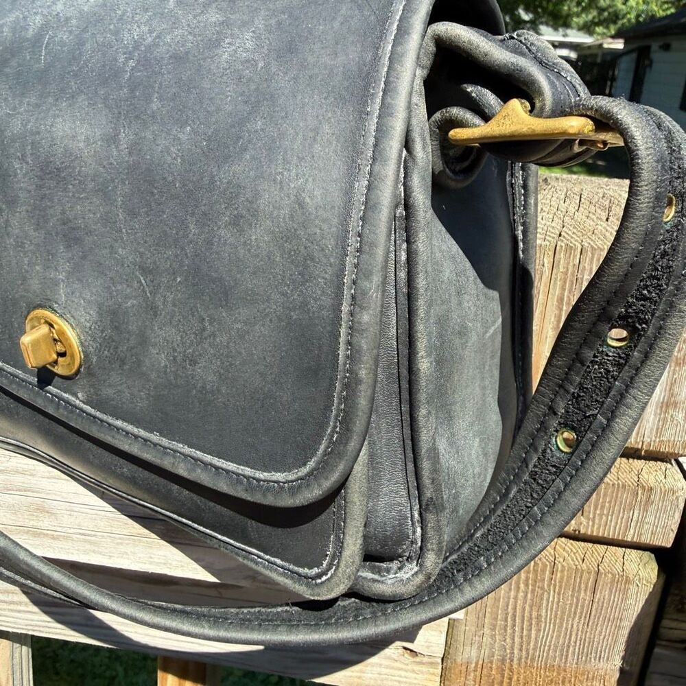 Vintage 90s Coach Rambler Legacy 9061 Bag Black Leather Crossbody Purse Handbag - Picture 2 of 11